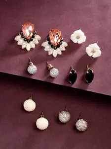 Scintillare By Sukkhi Set Of 6 Gold-Plated Crystals Contemporary Studs Earrings