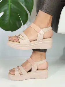 ICONICS Open Toe Buckles Detail Flatform