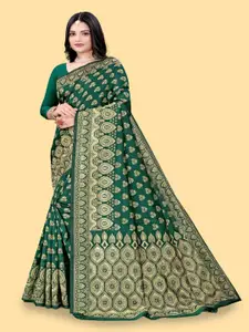 faxofab Green Woven Design Zari Pure Silk Designer Banarasi Saree