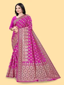 faxofab Pink Woven Design Zari Pure Silk Designer Banarasi Saree