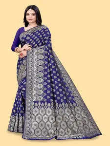 faxofab Navy Blue Woven Design Zari Pure Silk Designer Banarasi Saree