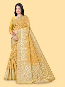 faxofab Yellow Woven Design Zari Pure Silk Designer Banarasi Saree