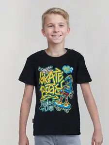 Gini and Jony Boys Typography Printed Cotton T-shirt