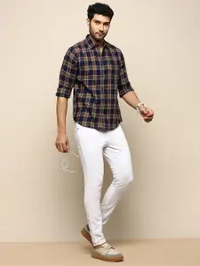 INVICTUS Sport Slim Fit Tartan Checks Twill Weave Cotton Casual Shirt