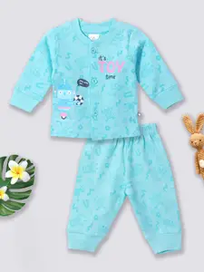 Moms Love Infants Boys Printed Pure Cotton T-shirt with Pyjamas