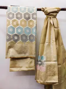 MANVAA Ethnic Motifs Woven Design Banarasi Jacquard Unstitched Dress Material