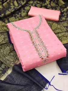 MANVAA Ethnic Motifs Woven Design Beads And Stones Jacquard Unstitched Dress Material