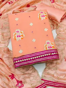 MANVAA Ethnic Motifs Woven Design Banarasi Jacquard Unstitched Dress Material