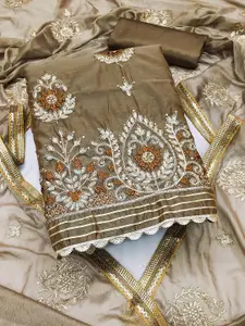 MANVAA Ethnic Motifs Embroidered Beads & Stones Unstitched Dress Material