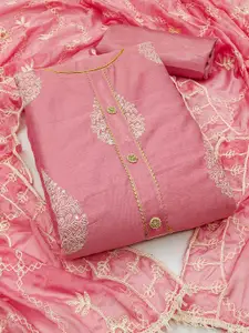 MANVAA Pink Embroidered Unstitched Dress Material