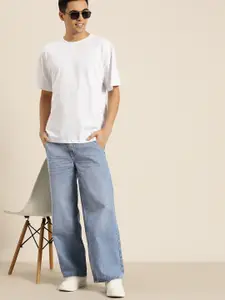 HERE&NOW Men Baggy Fit Pure Cotton Light Fade Jeans