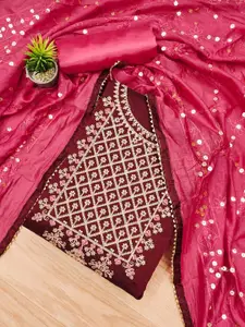 Panzora Ethnic Motifs Embroidered Unstitched Dress Material