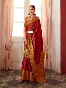 elora Red Woven Design Silk Blend Designer Kanjeevaram Saree