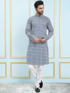 See Designs Geometric Printed Mandarin Collar Long Sleeves Straight Kurta