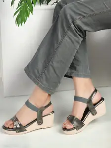 ICONICS Open Toe Wedge Heels With Buckles