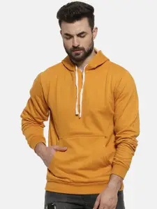 Campus Sutra Men Mustard Hooded Sweatshirt
