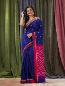 Angoshobha Blue Woven Design Handloom Jamdani Saree