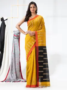 Angoshobha Yellow Woven Design Handloom Jamdani Saree