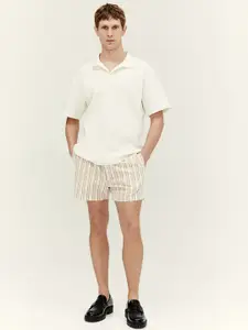 H&M Men Striped Regular Fit Linen-Blend Shorts