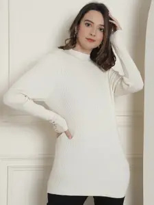 NoBarr Women Cream-Coloured Long Sleeves Pullover
