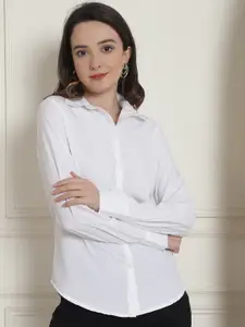 NoBarr Women White Opaque Formal Shirt