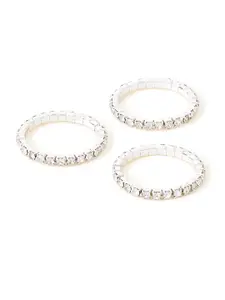 Accessorize Set Of 3 Crystal-Studded Brass Finger Rings