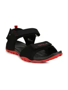 Campus Men Brand Logo Textured Sports Sandals With Velcro Closure