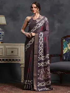 Saree mall Violet & White Bagh Printed Zari Sungudi Saree