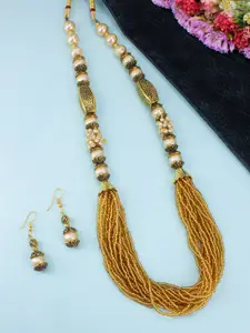 PRIVIU Beaded Layered Necklace & Earrings