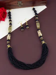 PRIVIU Gold-Plated Beaded Layered Necklace & Earrings