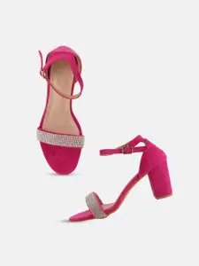 DressBerry Pink Block Sandals