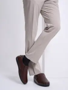 FAUSTO Men Textured Formal Genuine Leather Slip-On Shoes