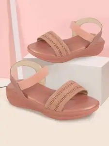 FAUSTO Women Pink Open Toe Flats