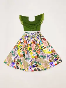 BAESD Girls Floral Printed Ready To Wear Lehenga & Choli