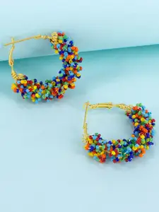 PRIVIU Multicoloured & Gold-Toned Circular Hoop Earrings
