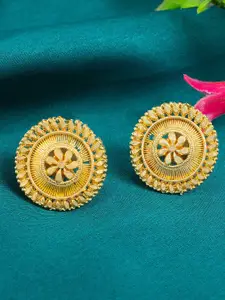 PRIVIU Gold-Toned Floral Studs Earrings