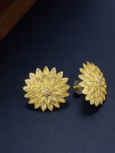 PRIVIU Gold-Toned Floral Studs Earrings