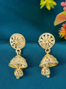 PRIVIU Gold-Toned Dome Shaped Jhumkas Earrings