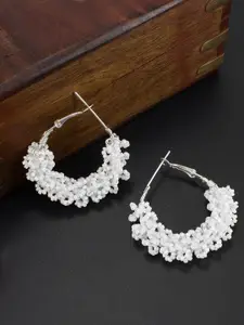PRIVIU White & Silver-Toned Circular Hoop Earrings