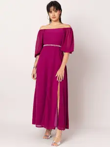 FabAlley Purple Georgette Maxi Dress