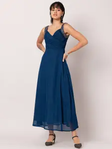 FabAlley Blue Chiffon Maxi Dress