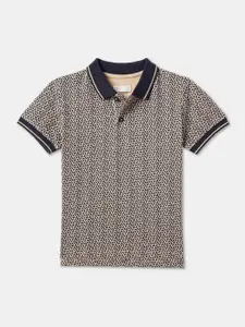 R&B Boys Geometric Printed Polo Collar Cotton T-shirt