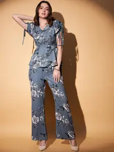KASSUALLY Floral Printed Top With Trouser