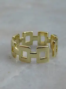 ZIVOM Gold-Plated Square Design Band Finger Ring