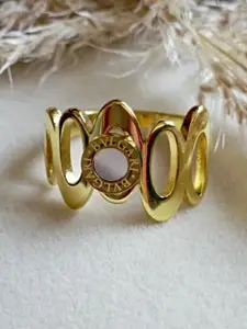 ZIVOM 18KT Gold-Plated Mother of Pearl Stainless Steel Finger Ring