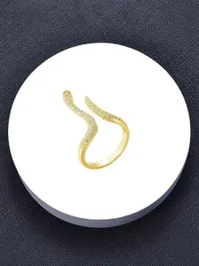 ZIVOM 18KT Gold-Plated CZ-studded Snake Finger Ring
