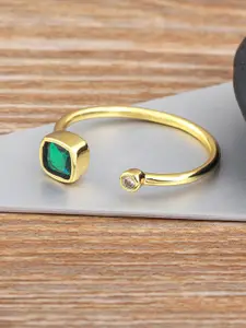ZIVOM 18KT Gold-Plated CZ-studded Anti-Tarnish Finger Ring