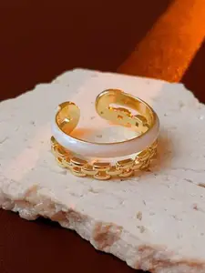 ZIVOM Gold-Plated Enamel Geometric Design Finger Ring