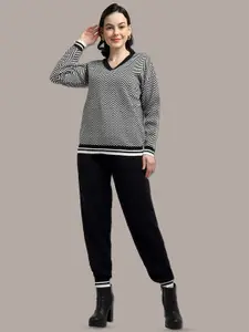 iki chic Women Black & Grey Top with Trousers