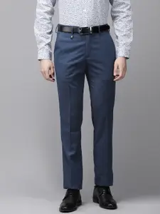 V Dot Men Textured Urban Slim Skinny Fit Formal Trousers